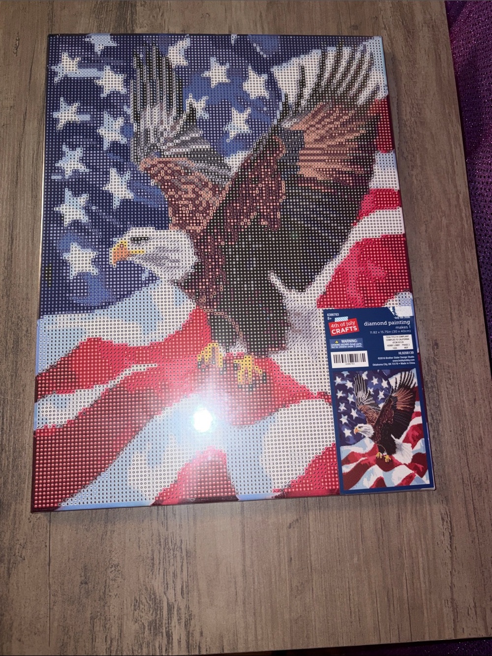 🆕💜 Patriotic Bald Eagle American Flag Diamond Painting Kit Canvas DIY Craft